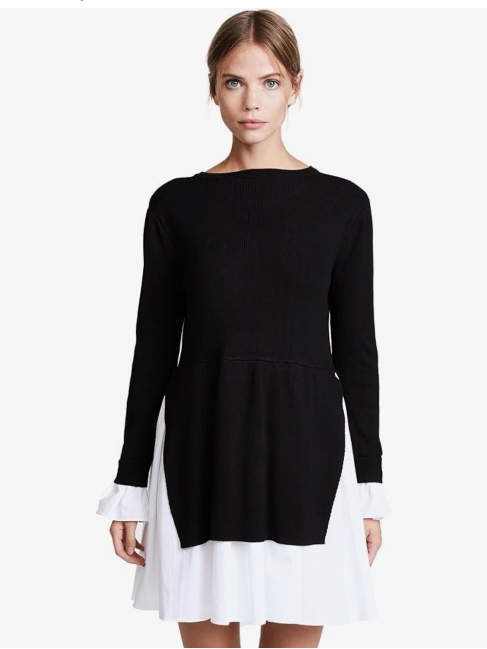 English Factory Black Layered Tunic with White Shirttail